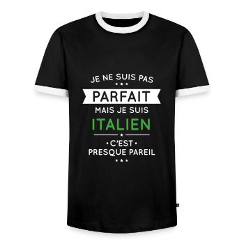 Je ne suis pas parfait mais je suis Italien - T-shirt contrasté Homme - noir/blanc - Devant - AI Model Female 172 light (172cm) & AI Model Male 178 light (178cm)