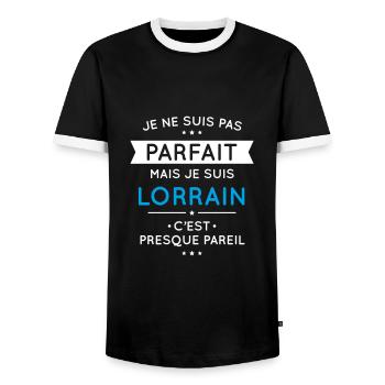 Je ne suis pas parfait mais je suis Lorrain - T-shirt contrasté Homme - noir/blanc - Devant - AI Model Female 172 light (172cm) & AI Model Male 178 light (178cm)
