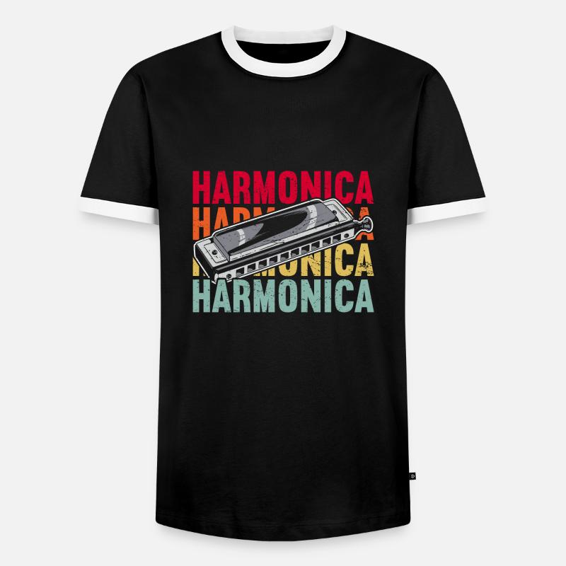 Harmonica Instrument Harmonicas - Men's Ringer Shirt - black/white
