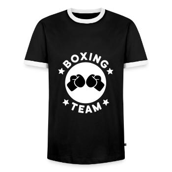 Boxing team (Boxhandschuhe, Kreis, Sterne) - Männer Kontrast-T-Shirt - Schwarz/Weiß - Vorne - AI Model Female 172 light (172cm) & AI Model Male 178 light (178cm)