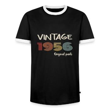 Millésime original 1956 | Cadeau d’anniversaire 1956 - T-shirt contrasté Homme - noir/blanc - Devant - AI Model Female 172 light (172cm) & AI Model Male 178 light (178cm)
