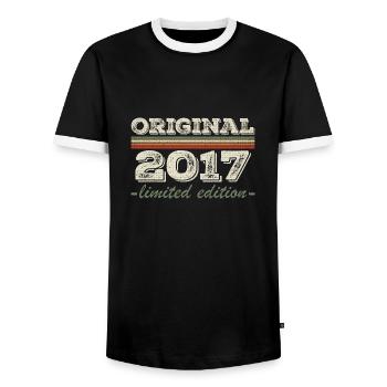 Legend since 2017 Born 2017 Birthday 2017 - Men's Ringer Shirt - black/white - Front - AI Model Female 172 light (172cm) & AI Model Male 178 light (178cm)