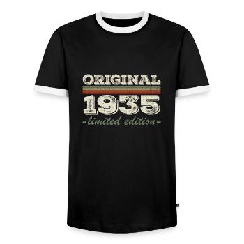 Legend since 1935 Born 1935 Birthday 1935 - Men's Ringer Shirt - black/white - Front - AI Model Female 172 light (172cm) & AI Model Male 178 light (178cm)
