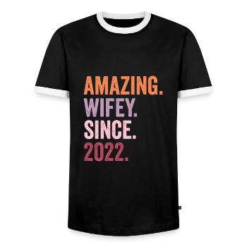 Amazing Wifey Since 2022 - Men's Ringer Shirt - black/white - Front - AI Model Female 172 light (172cm) & AI Model Male 178 light (178cm)