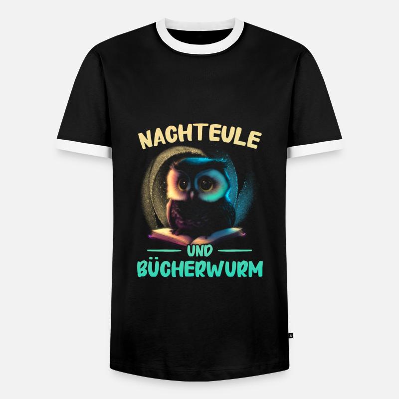 Nachteule Eule Eulen Vogel - Männer Kontrast-T-Shirt - Schwarz/Weiß