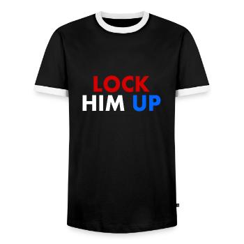 Lock him up - Men's Ringer Shirt - black/white - Front - AI Model Female 172 light (172cm) & AI Model Male 178 light (178cm)
