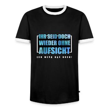 Ihr seid doch ohne Aufsicht Lehrer Schüler - Männer Kontrast-T-Shirt - Schwarz/Weiß - Vorne - AI Model Female 172 light (172cm) & AI Model Male 178 light (178cm)