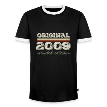Légende depuis 2009 Né en 2009 Anniversaire 2009 - T-shirt contrasté Homme - noir/blanc - Devant - AI Model Female 172 light (172cm) & AI Model Male 178 light (178cm)