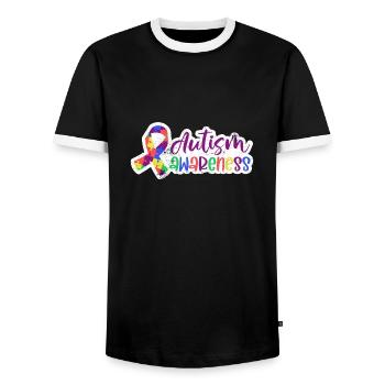 AUTISMUS BEWUSSTSEIN ADS LIEBE BEGABT SPRUCH MOTIV - Männer Kontrast-T-Shirt - Schwarz/Weiß - Vorne - AI Model Female 172 light (172cm) & AI Model Male 178 light (178cm)