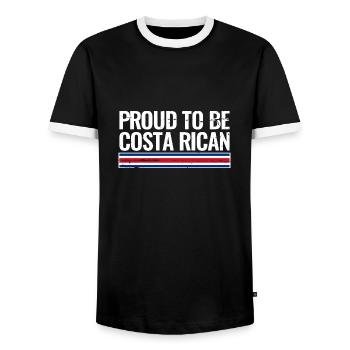 Proud To Be Costa Rican Costa Rica Flag - Men's Ringer Shirt - black/white - Front - AI Model Female 172 light (172cm) & AI Model Male 178 light (178cm)