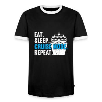 Croisière Croisière Vacances Croisière en famille - T-shirt contrasté Homme - noir/blanc - Devant - AI Model Female 172 light (172cm) & AI Model Male 178 light (178cm)