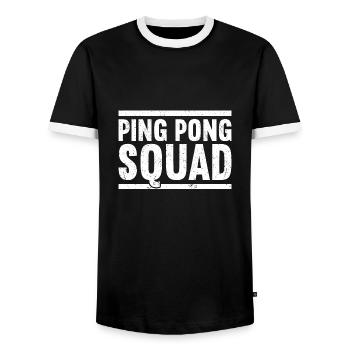 Ping Pong Table Tennis Ping-Pong - Men's Ringer Shirt - black/white - Front - AI Model Female 172 light (172cm) & AI Model Male 178 light (178cm)
