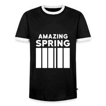Amazing Spring (bar) - Men's Ringer Shirt - black/white - Front - AI Model Female 172 light (172cm) & AI Model Male 178 light (178cm)