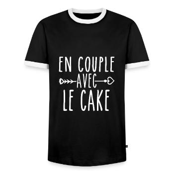 En Couple avec Cake, cadeau Fans de Cake - T-shirt contrasté Homme - noir/blanc - Devant - AI Model Female 172 light (172cm) & AI Model Male 178 light (178cm)
