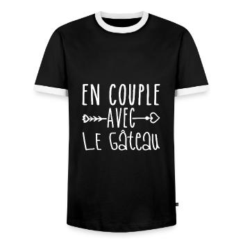 En Couple avec Gâteau, cadeau Fans de Gâteau - T-shirt contrasté Homme - noir/blanc - Devant - AI Model Female 172 light (172cm) & AI Model Male 178 light (178cm)