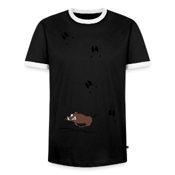Wildschwein mit Spuren - Männer Kontrast-T-Shirt - Schwarz/Weiß - Vorne - AI Model Female 172 light (172cm) & AI Model Male 178 light (178cm)