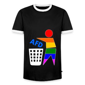Fck afd - halte deine umwelt sauber - Männer Kontrast-T-Shirt - Schwarz/Weiß - Vorne - AI Model Female 172 light (172cm) & AI Model Male 178 light (178cm)