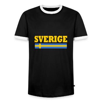 Sverige - Men's Ringer Shirt - black/white - Front - AI Model Female 172 light (172cm) & AI Model Male 178 light (178cm)