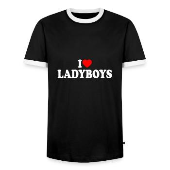 I love ladyboys - Männer Kontrast-T-Shirt - Schwarz/Weiß - Vorne - AI Model Female 172 light (172cm) & AI Model Male 178 light (178cm)