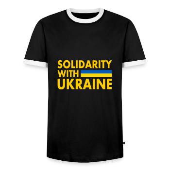 Solidarity with ukraine - T-shirt contrasté Homme - noir/blanc - Devant - AI Model Female 172 light (172cm) & AI Model Male 178 light (178cm)