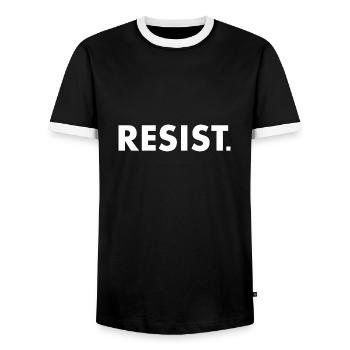 Resist - Men's Ringer Shirt - black/white - Front - AI Model Female 172 light (172cm) & AI Model Male 178 light (178cm)
