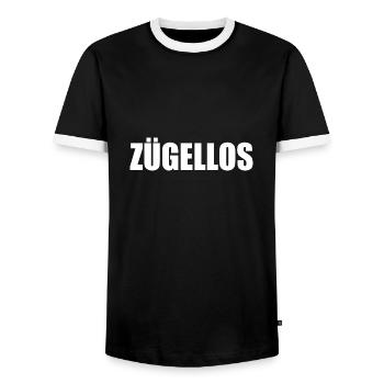 zügellos - Männer Kontrast-T-Shirt - Schwarz/Weiß - Vorne - AI Model Female 172 light (172cm) & AI Model Male 178 light (178cm)