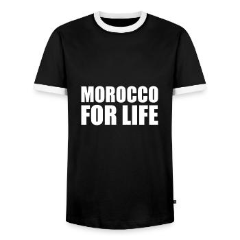 Morocco for life - maroc - T-shirt contrasté Homme - noir/blanc - Devant - AI Model Female 172 light (172cm) & AI Model Male 178 light (178cm)