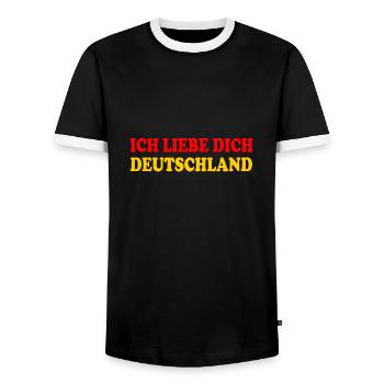 ich liebe dich deutschland - Männer Kontrast-T-Shirt - Schwarz/Weiß - Vorne - AI Model Female 172 light (172cm) & AI Model Male 178 light (178cm)