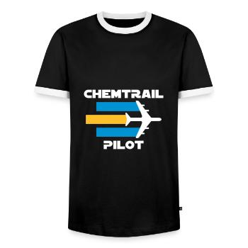 Chemtrailpilot (Flugzeug mit Chemtrails) - Männer Kontrast-T-Shirt - Schwarz/Weiß - Vorne - AI Model Female 172 light (172cm) & AI Model Male 178 light (178cm)