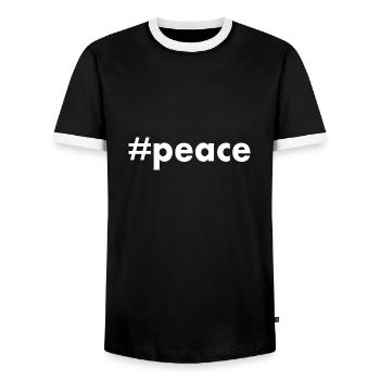 Peace - Men's Ringer Shirt - black/white - Front - AI Model Female 172 light (172cm) & AI Model Male 178 light (178cm)