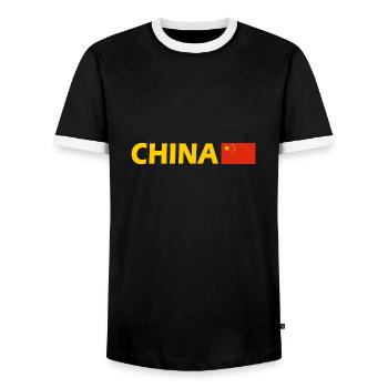 Chine - T-shirt contrasté Homme - noir/blanc - Devant - AI Model Female 172 light (172cm) & AI Model Male 178 light (178cm)