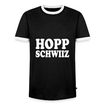 Hopp schwiiz - T-shirt contrasté Homme - noir/blanc - Devant - AI Model Female 172 light (172cm) & AI Model Male 178 light (178cm)