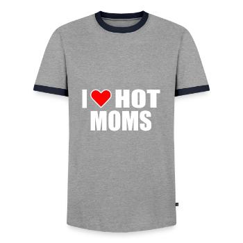 I love hot moms - Männer Kontrast-T-Shirt - Grau/Navy  - Vorne - AI Model Female 172 light (172cm) & AI Model Male 178 light (178cm)