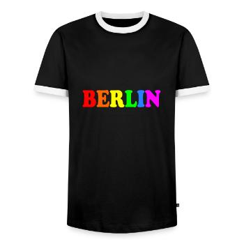 Berlin - Männer Kontrast-T-Shirt - Schwarz/Weiß - Vorne - AI Model Female 172 light (172cm) & AI Model Male 178 light (178cm)