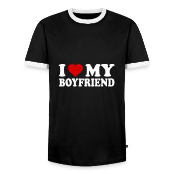 I love my boyfriend - T-shirt contrasté Homme - noir/blanc - Devant - AI Model Female 172 light (172cm) & AI Model Male 178 light (178cm)