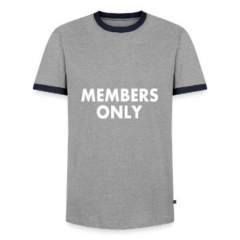 Members only - Men's Ringer Shirt - grey/navy  - Front - AI Model Female 172 light (172cm) & AI Model Male 178 light (178cm)