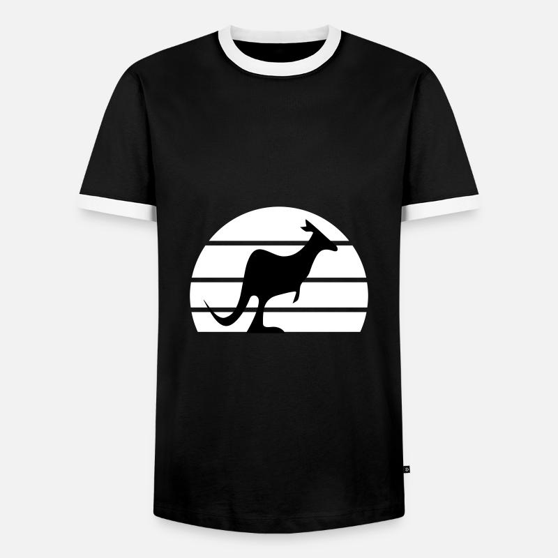 Känguru vor einer Halbsonne - Männer Kontrast-T-Shirt - Schwarz/Weiß