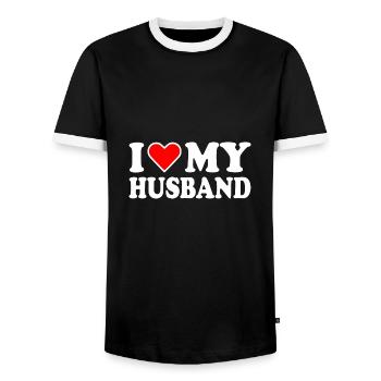 I love my husband - Männer Kontrast-T-Shirt - Schwarz/Weiß - Vorne - AI Model Female 172 light (172cm) & AI Model Male 178 light (178cm)