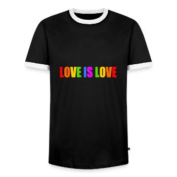 Love is love - Men's Ringer Shirt - black/white - Front - AI Model Female 172 light (172cm) & AI Model Male 178 light (178cm)