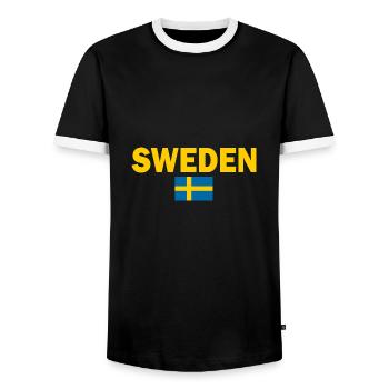 Sweden - T-shirt contrasté Homme - noir/blanc - Devant - AI Model Female 172 light (172cm) & AI Model Male 178 light (178cm)