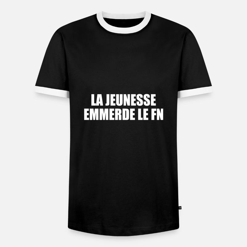 Scheiß auf den Front National - Männer Kontrast-T-Shirt - Schwarz/Weiß