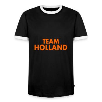 Team holland - Männer Kontrast-T-Shirt - Schwarz/Weiß - Vorne - AI Model Female 172 light (172cm) & AI Model Male 178 light (178cm)