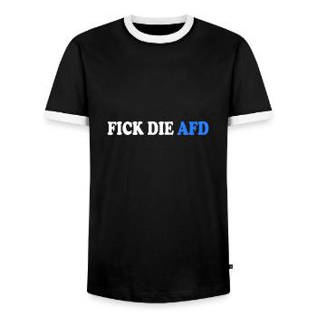 Fick die afd - Männer Kontrast-T-Shirt - Schwarz/Weiß - Vorne - AI Model Female 172 light (172cm) & AI Model Male 178 light (178cm)