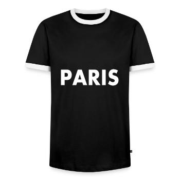 Paris - Men's Ringer Shirt - black/white - Front - AI Model Female 172 light (172cm) & AI Model Male 178 light (178cm)