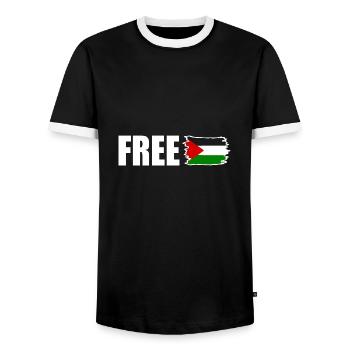 Free palestine - T-shirt contrasté Homme - noir/blanc - Devant - AI Model Female 172 light (172cm) & AI Model Male 178 light (178cm)
