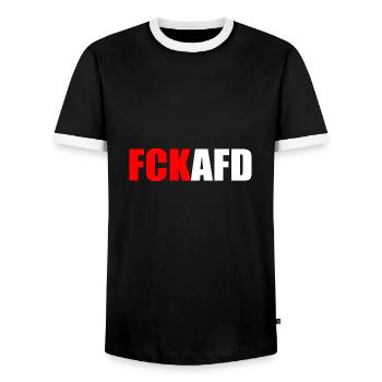 Fck afd - Männer Kontrast-T-Shirt - Schwarz/Weiß - Vorne - AI Model Female 172 light (172cm) & AI Model Male 178 light (178cm)