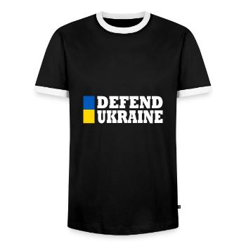 Defend ukraine - T-shirt contrasté Homme - noir/blanc - Devant - AI Model Female 172 light (172cm) & AI Model Male 178 light (178cm)