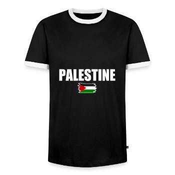 Palestine Palestine - T-shirt contrasté Homme - noir/blanc - Devant - AI Model Female 172 light (172cm) & AI Model Male 178 light (178cm)