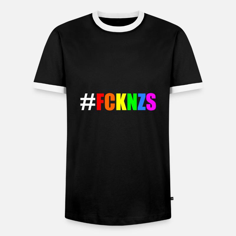 Fck nzs - Männer Kontrast-T-Shirt - Schwarz/Weiß