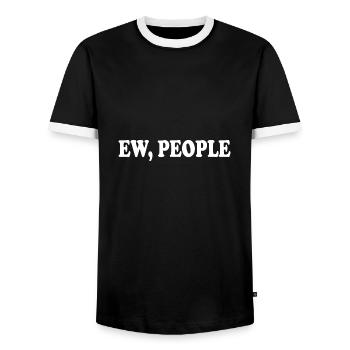ew people - Men's Ringer Shirt - black/white - Front - AI Model Female 172 light (172cm) & AI Model Male 178 light (178cm)